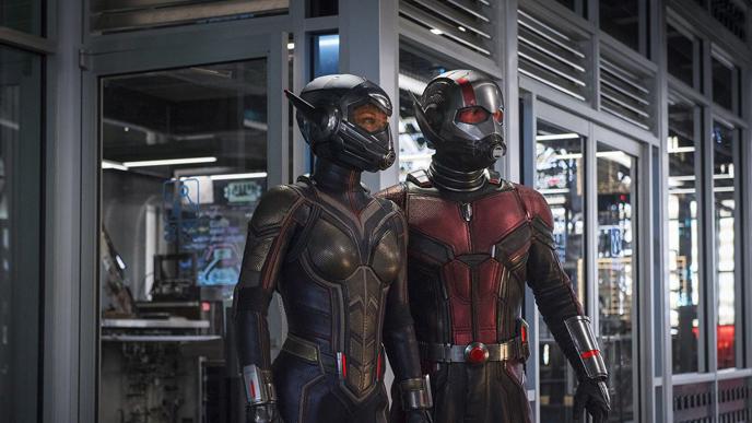 ant man and the wasp in full body suits and helmets
