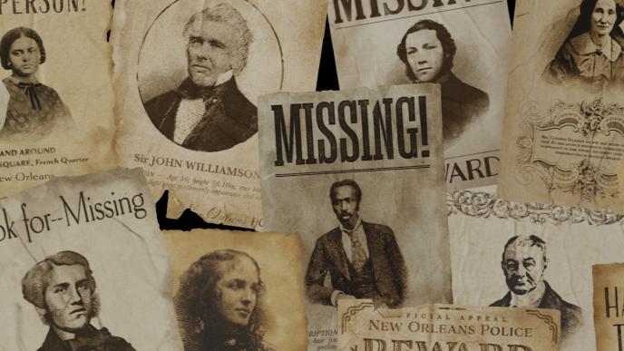 A collage of missing posters from Disney's Haunted Mansion