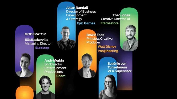 Step Inside the Story event at Framestore showing 6 speakers