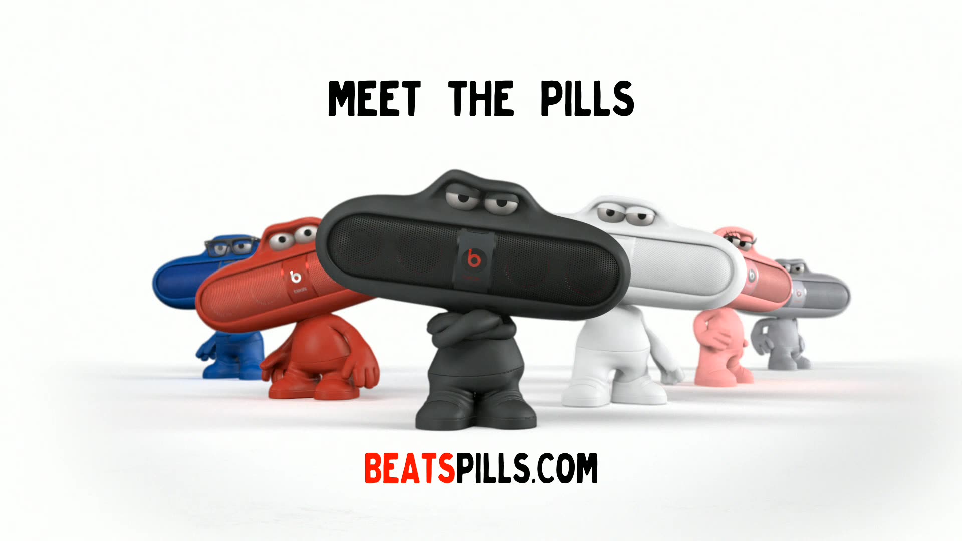 beats headphones ad campaign image of animated headphones with arms crossed
