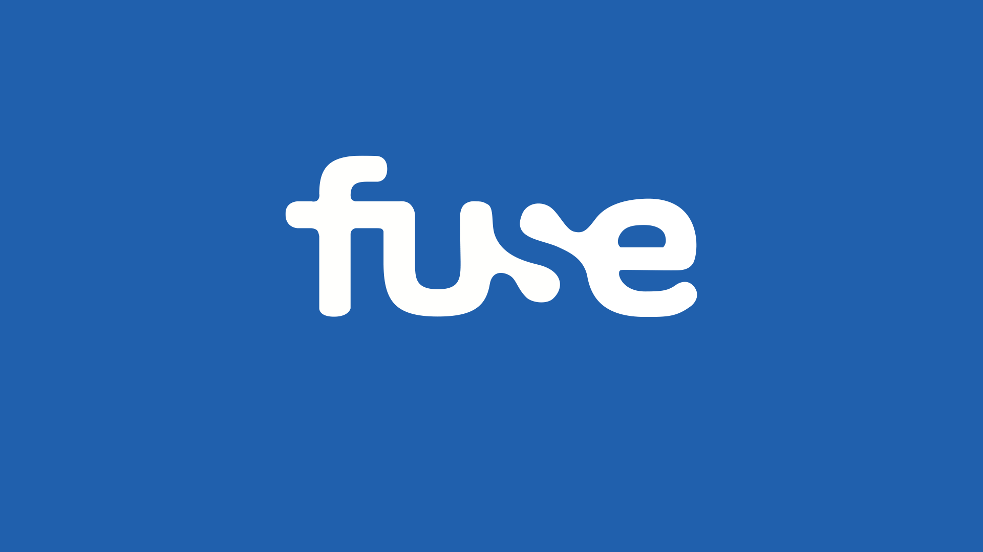 A white Fuse logo against a blue background