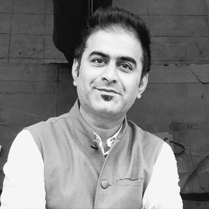 A black and white photo of Nikunj Barot