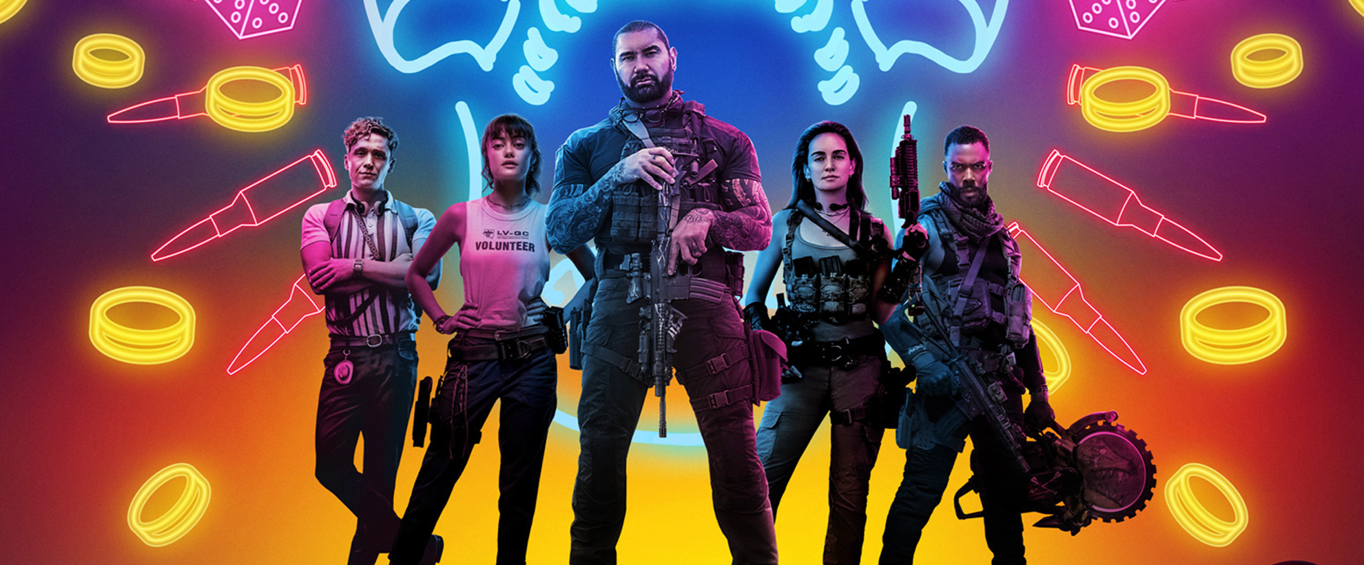A neon poster featuring the cast of Army of the Dead