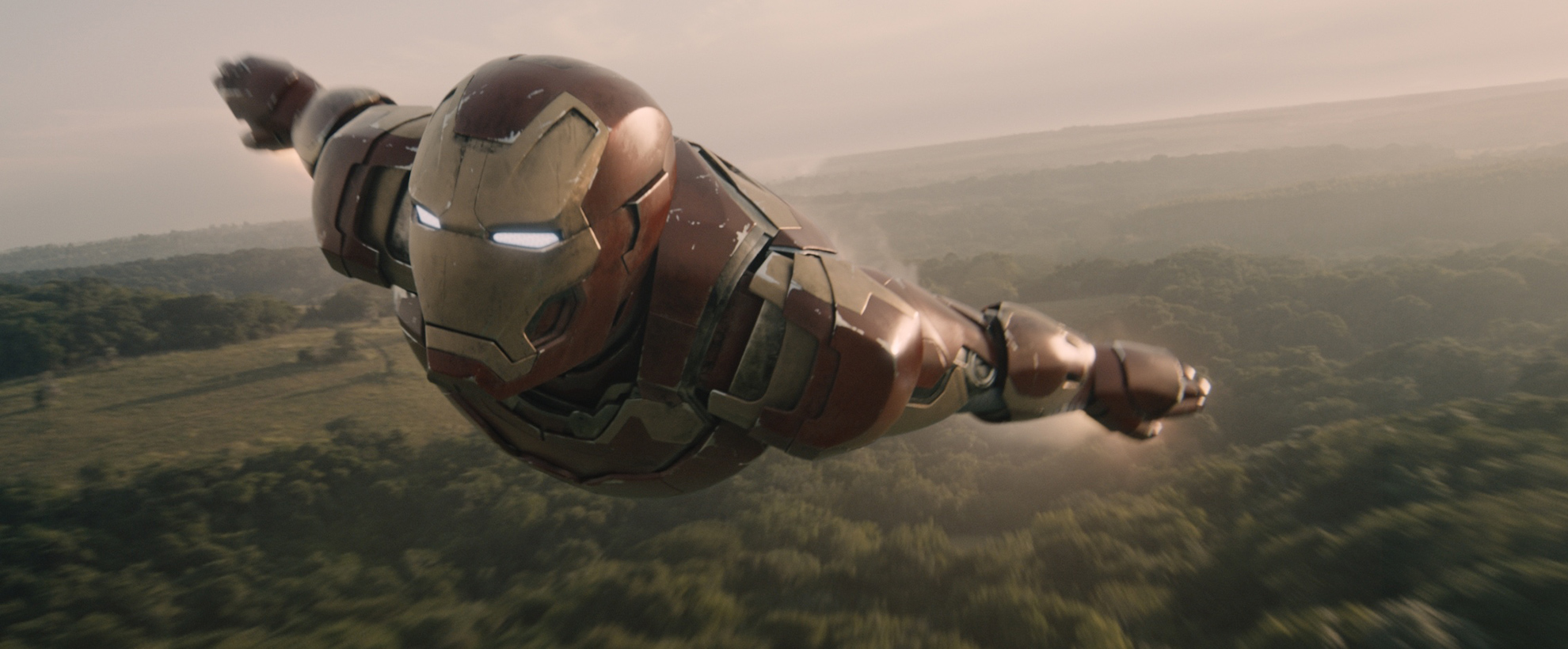 Iron Man soars in the sky
