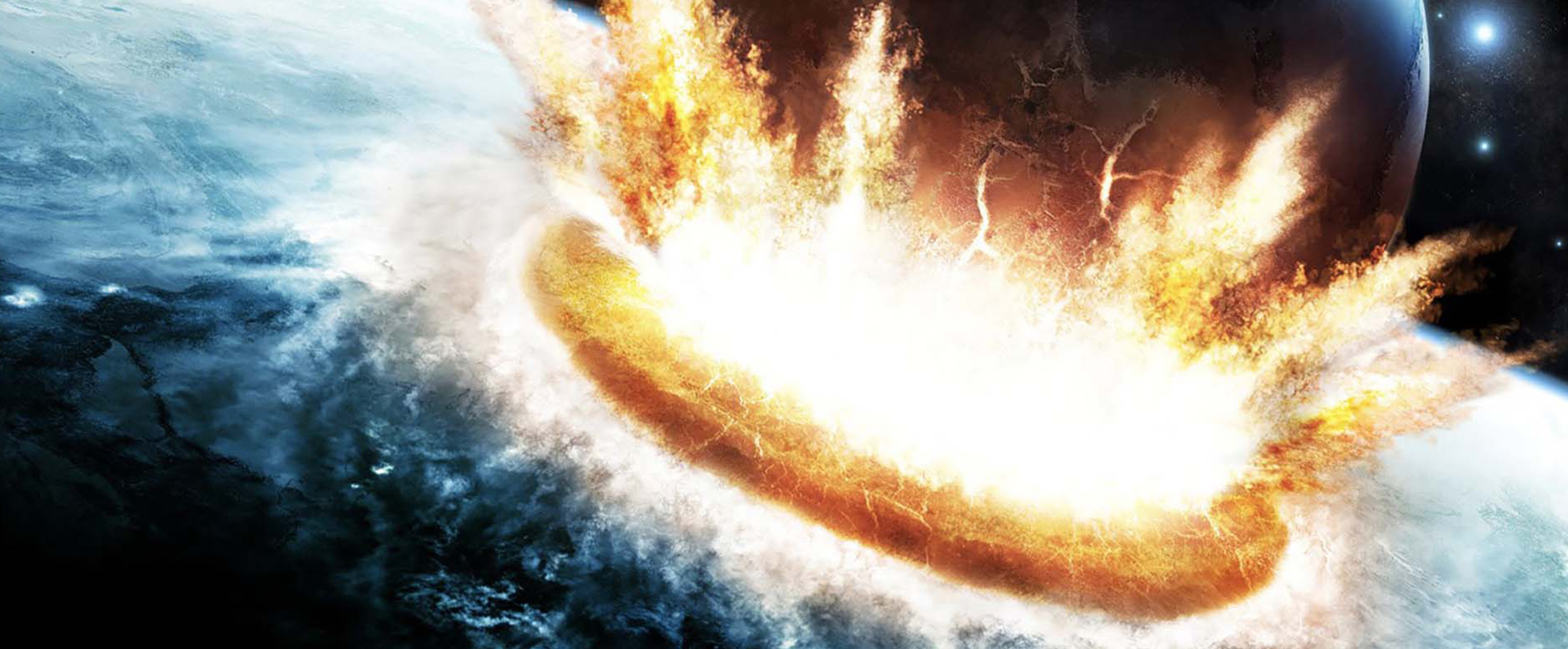 The moon crashes into earth