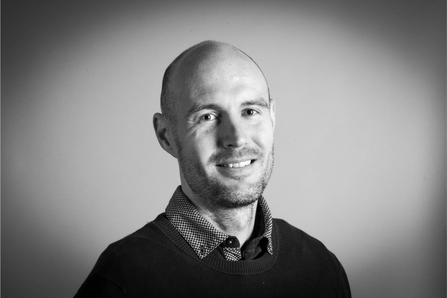 A black and white photo of Nathan McConnel
