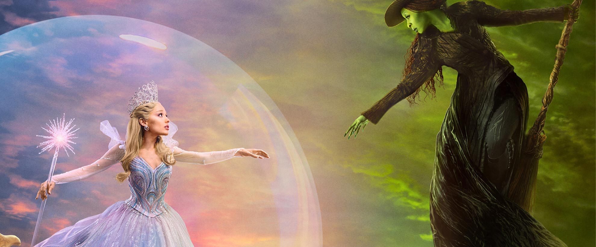 The poster for Wicked: For Good, Ariana Grande as Glinda reaches out for Elphaba, played by Cynthia Erivo