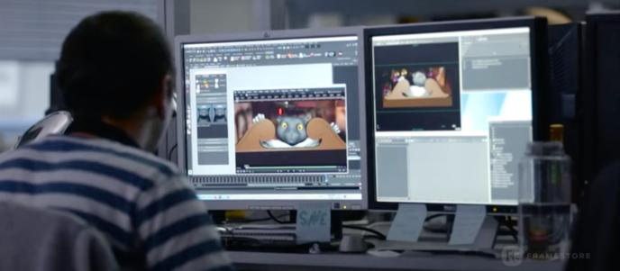 An animator works on an asset