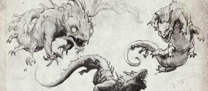 Concept art of sewer monsters from Ghostbusters: Frozen Empire