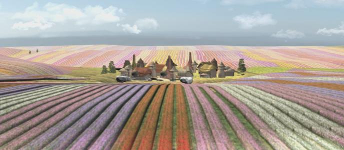 Postvis animation of Munchkinland from Wicked Part One.