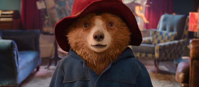 Paddington stands in the Brown's living room, in Paddington in Peru