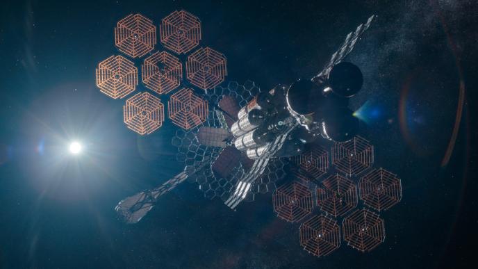 A spaceship in outer space