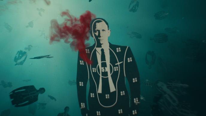 graphic design cardboard target board cut of actor daniel craig as james bond
