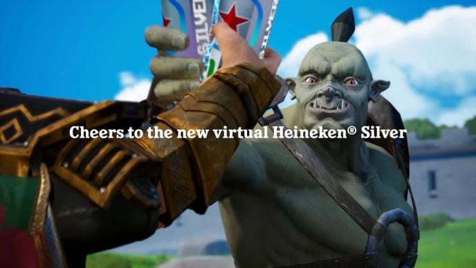 animated characters holding up a couple of cans of heineken beer