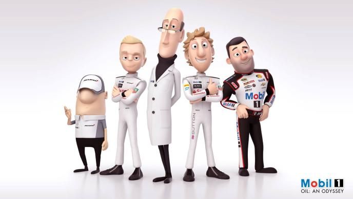 animated formula 1 characters posing for the camera