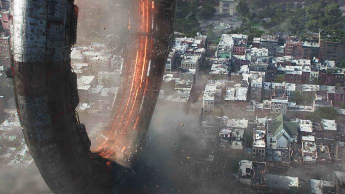 a q ship spacefaring vessel destroying a city