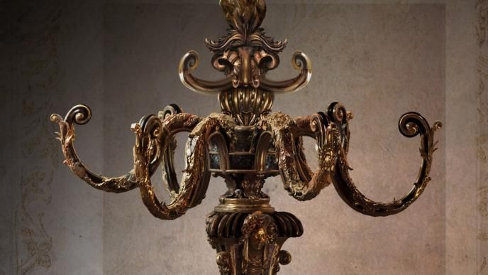 concept art of detail shot of a chandelier