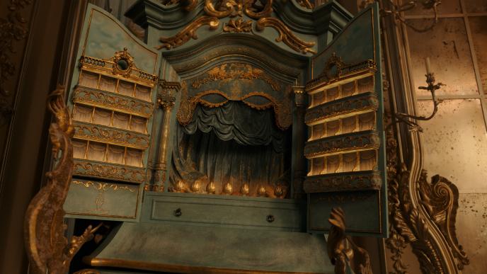 close up of garderobe with its doors open
