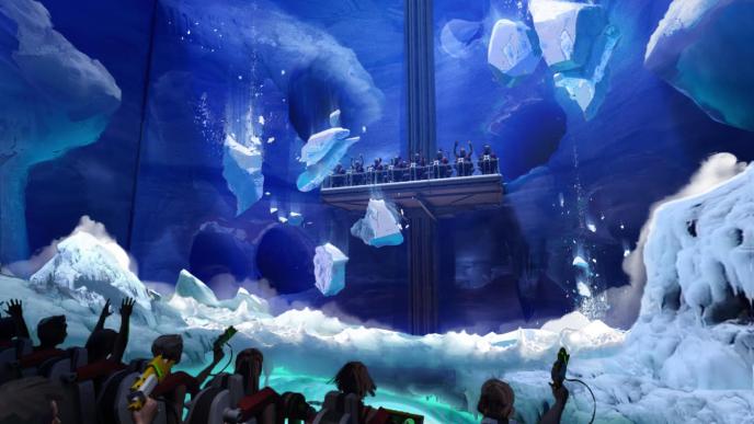 rollercoaster ride in an icy set