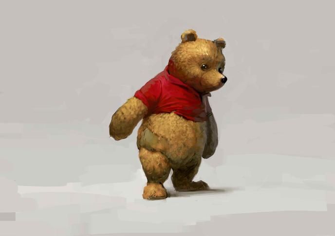 concept art of winnie the pooh curiously gazing into the distance