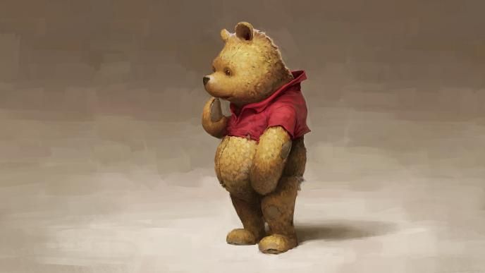 concept art of winnie the pooh looking confused