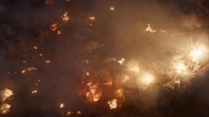 war explosions and smoke