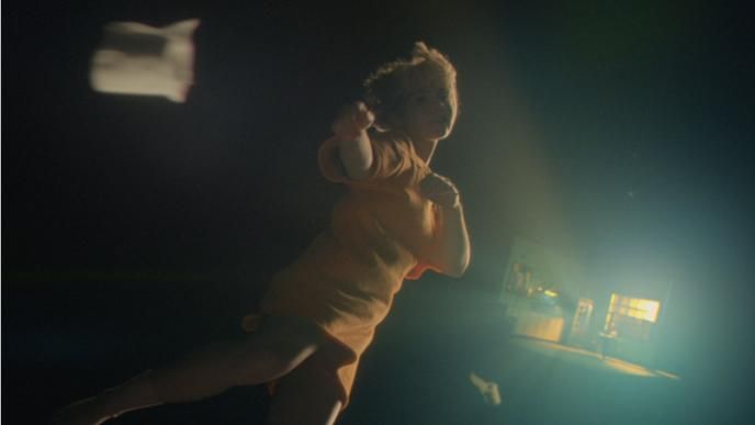 a person floating in air