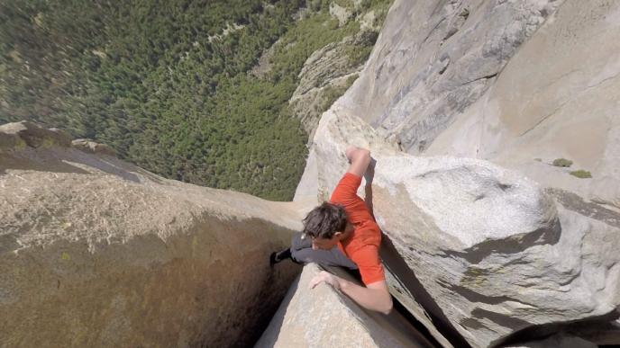 aerial view of alex honnold freeclimbing el capitan in yosemite national park