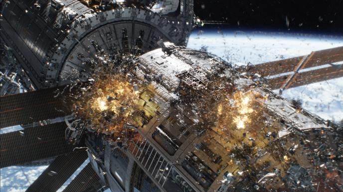 exterior of a spacecraft exploding