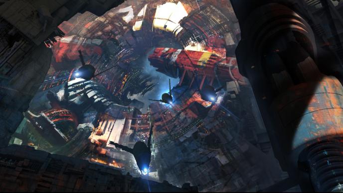 concept art of the interior of knowhere