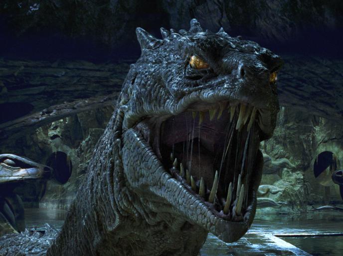face close up of the basilisk from harry potter and the chamber of secrets