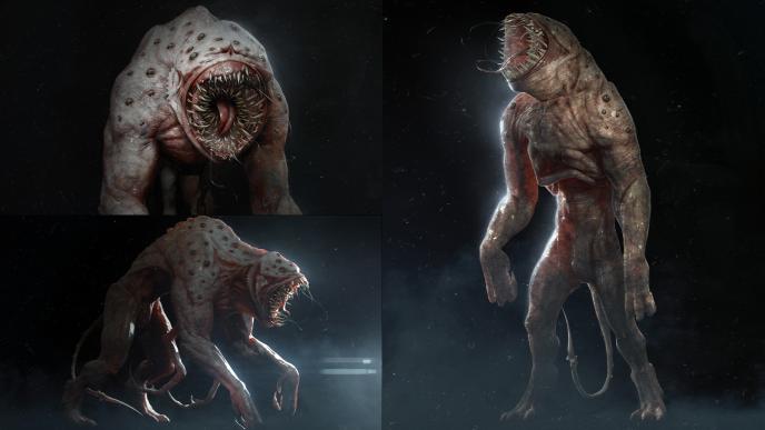 three shots of a lovecraft country monster