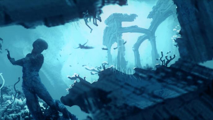 concept art of an underwater city