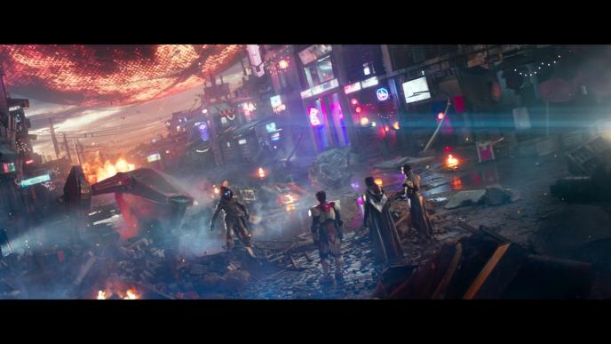 animated action scene stand off
