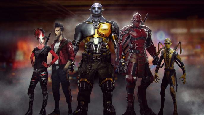ready player one characters standing together in a v formation