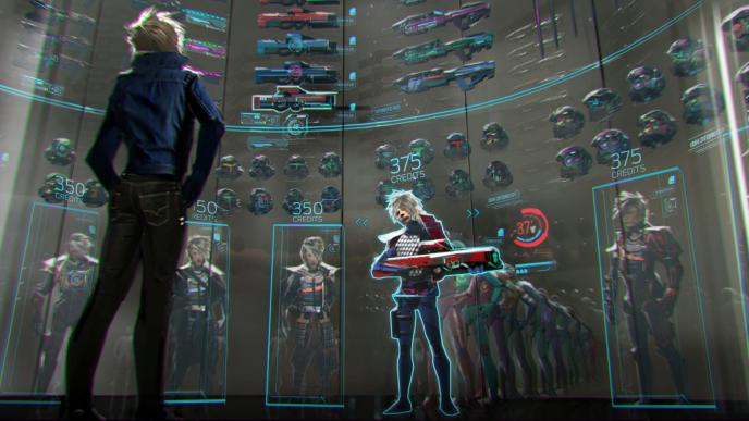 concept art of parzival choosing armour and weapons