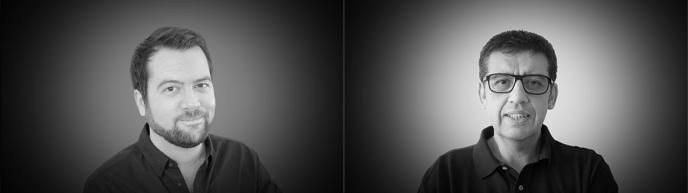 portraits of lead technical director grant bolton and principal engineer alberto aguado