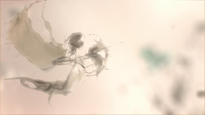 cg animation of white paint splatter mid air