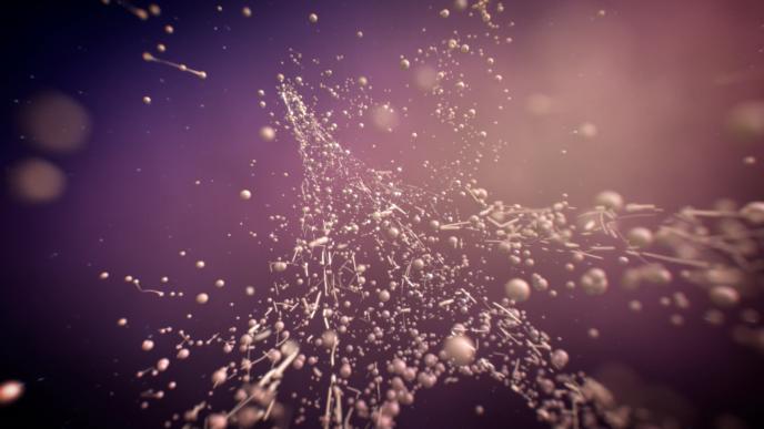 cg animation of white paint splatter particles