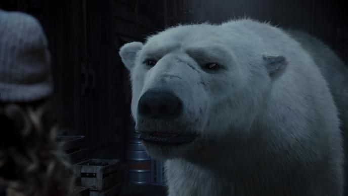 polar bear iorek byrnison looking at lyra belacqua