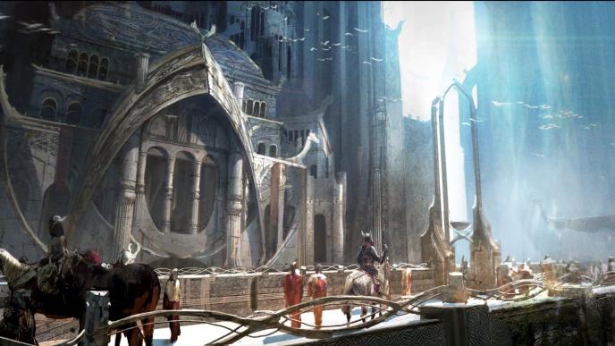 concept art of the city of asgard