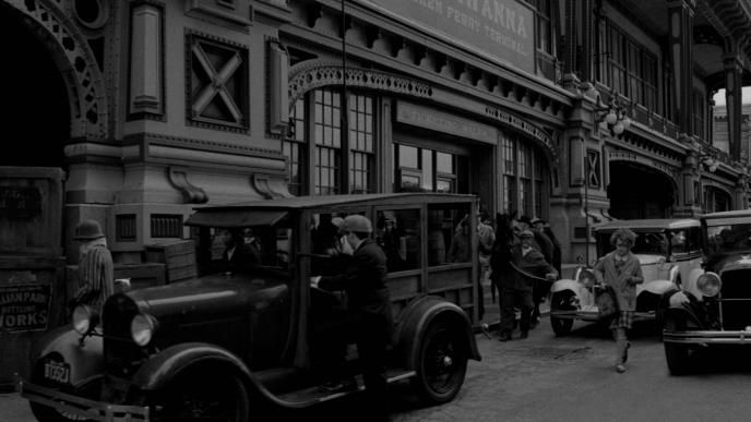 black and white image of a 1920s new york city