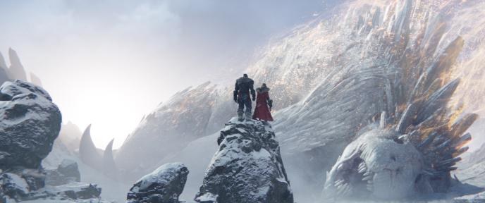 Thor and Korg find the body of icy beast Falligar the Behemoth