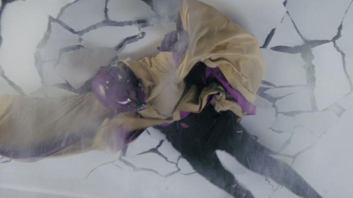 skyfox crashing into a ceiling and cracking the walls