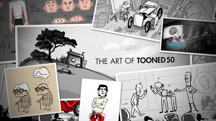 storyboard sketches for the art of tooned 50