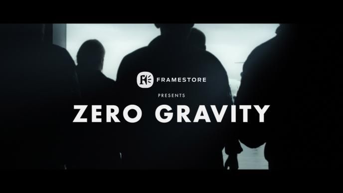close up of silhouttes in front of the framestore logo and zero gravity text