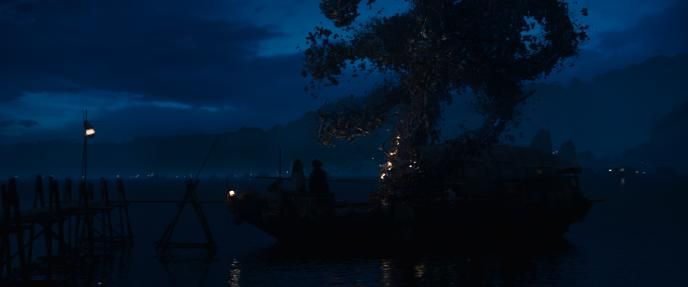 A dark skyline, with a swarm of what appear to be birds, in Netflix's mystery series 1899