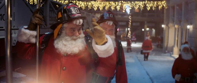 Santa waving to crowd