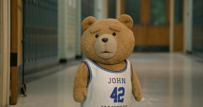 Ted wearing a basketball shirt