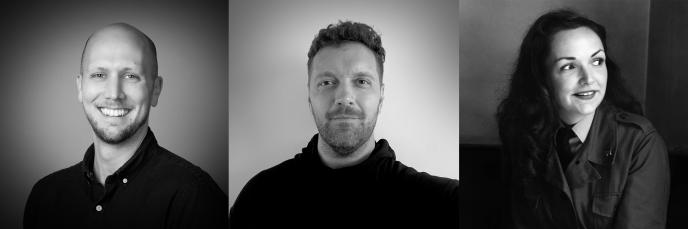 Three black and white headshots showing the attendees of IAAPA Europe.